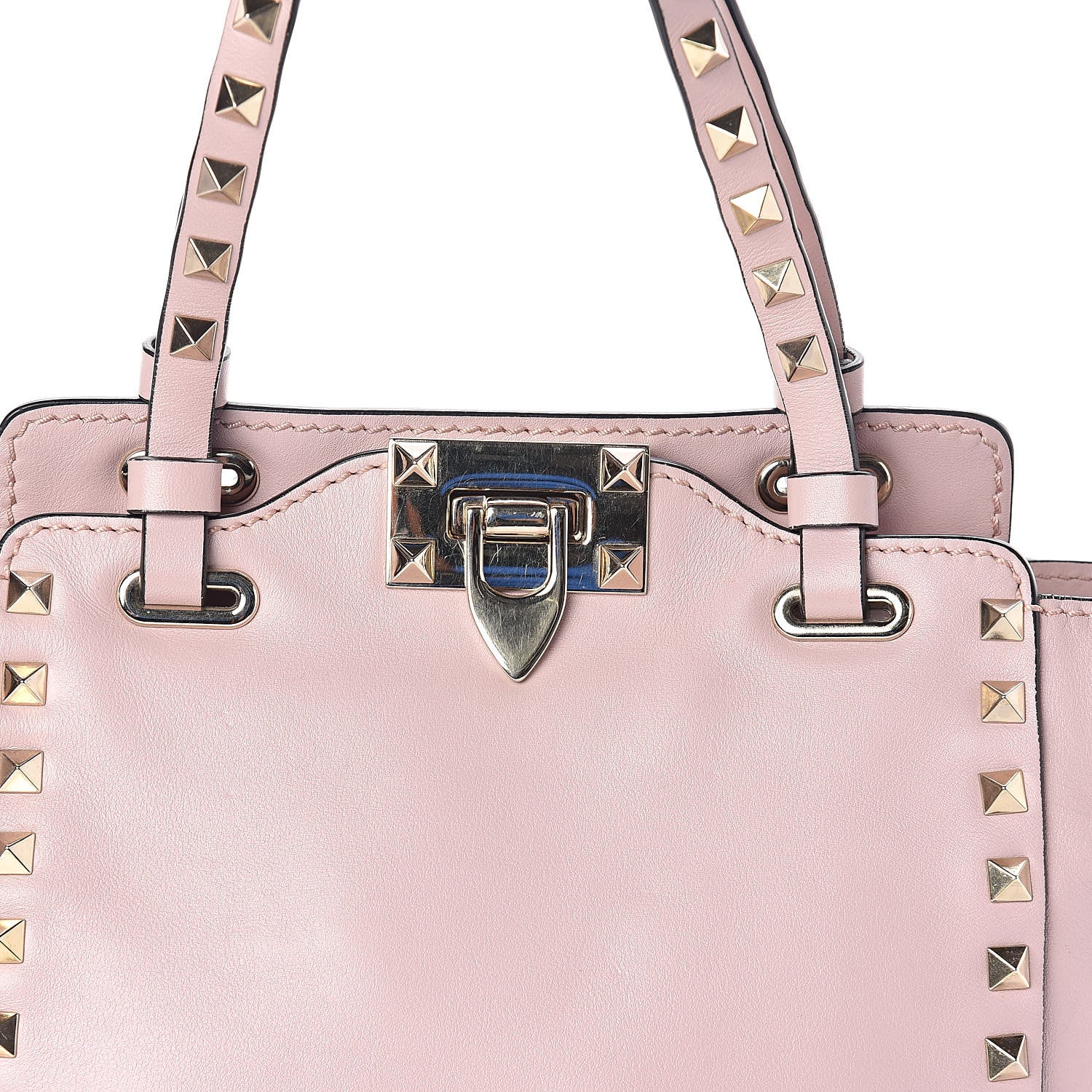 Valentino Garavani Vitello Mini Rockstud Tote Water Rose 7 of 9