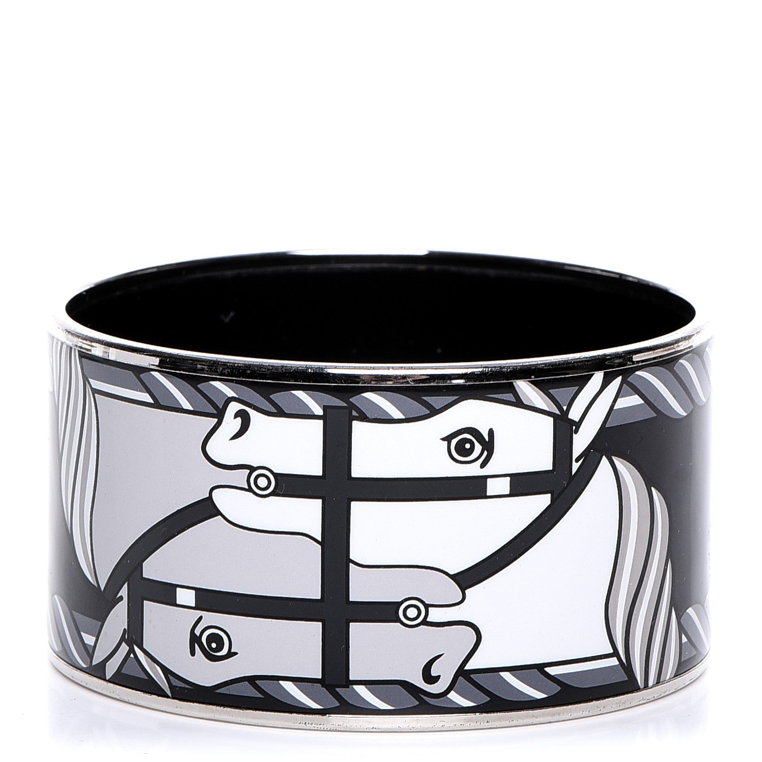 Hermes Enamel Printed Quadrige Extra Wide Bracelet 65 1 of 5