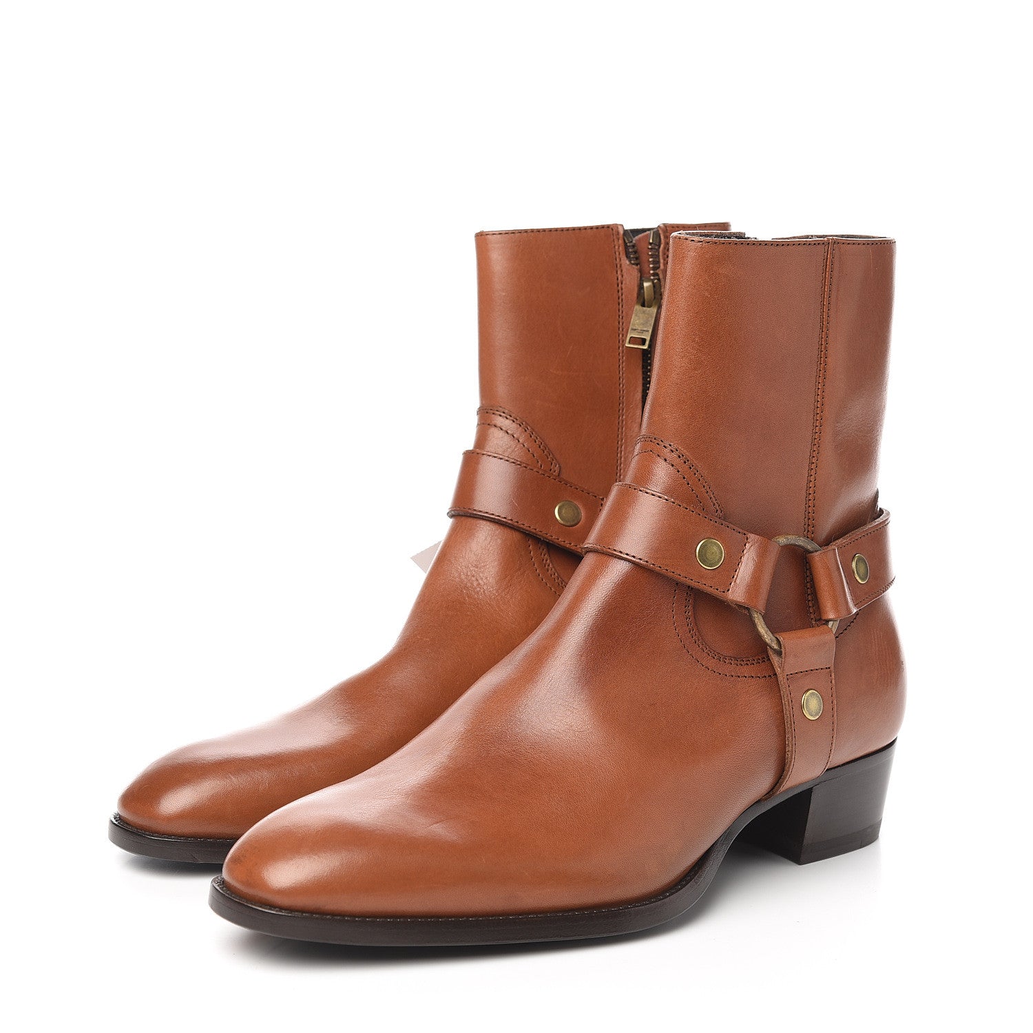 Saint Laurent Smooth Calfskin Wyatt Harness Boots 40.5 Brown 3 of 9