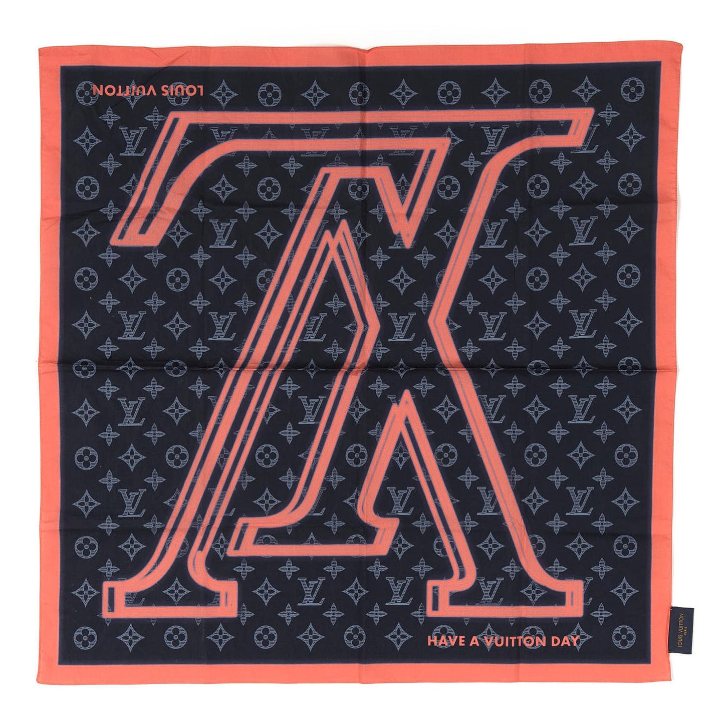 Silk Monogram Upside Down Scarf Marine