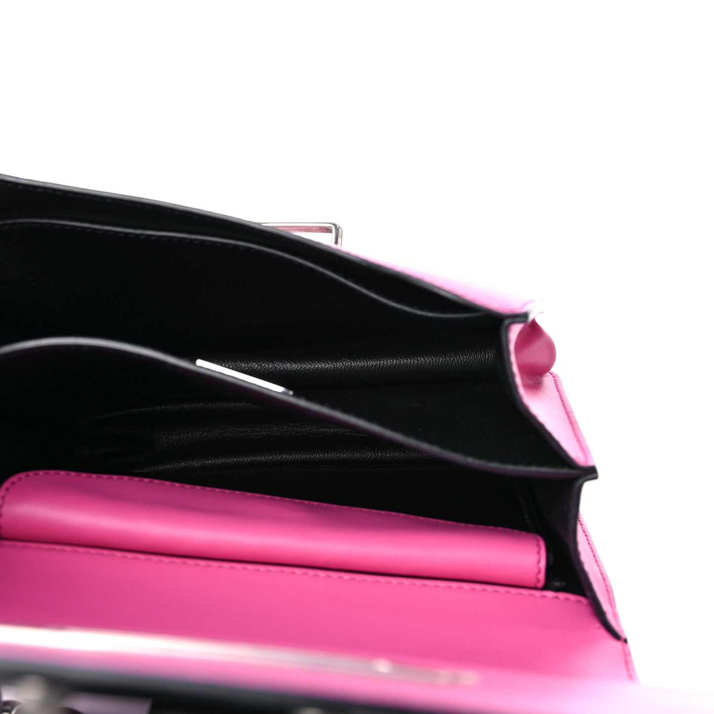 City Calf Saffiano Studded Cahier Bag Fuxia Black