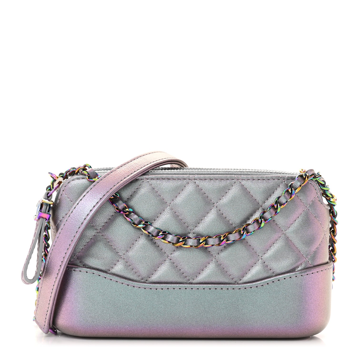 Chanel Iridescent Lambskin Calfskin Quilted Small Gabrielle Clutch With Chain Light Purple 1 of 12