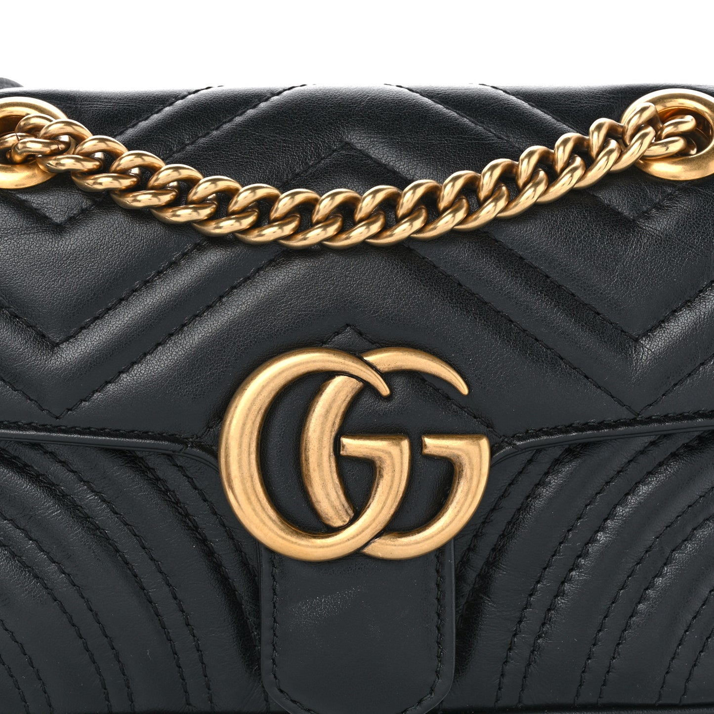 Calfskin Matelasse Mini GG Marmont Shoulder Bag Black