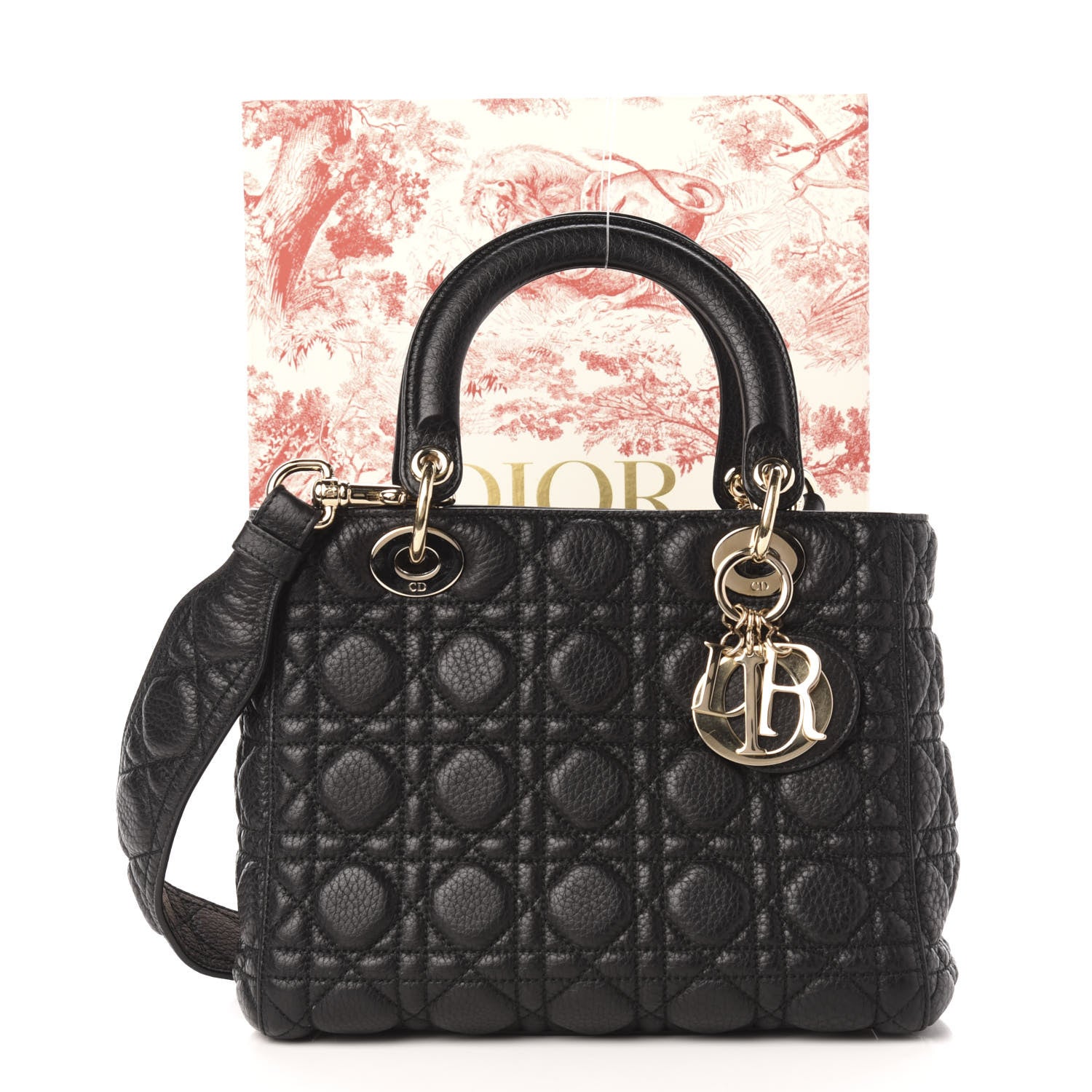 Christian Dior Grained Calfskin Cannage Medium Supple Lady Dior Black 14 of 14