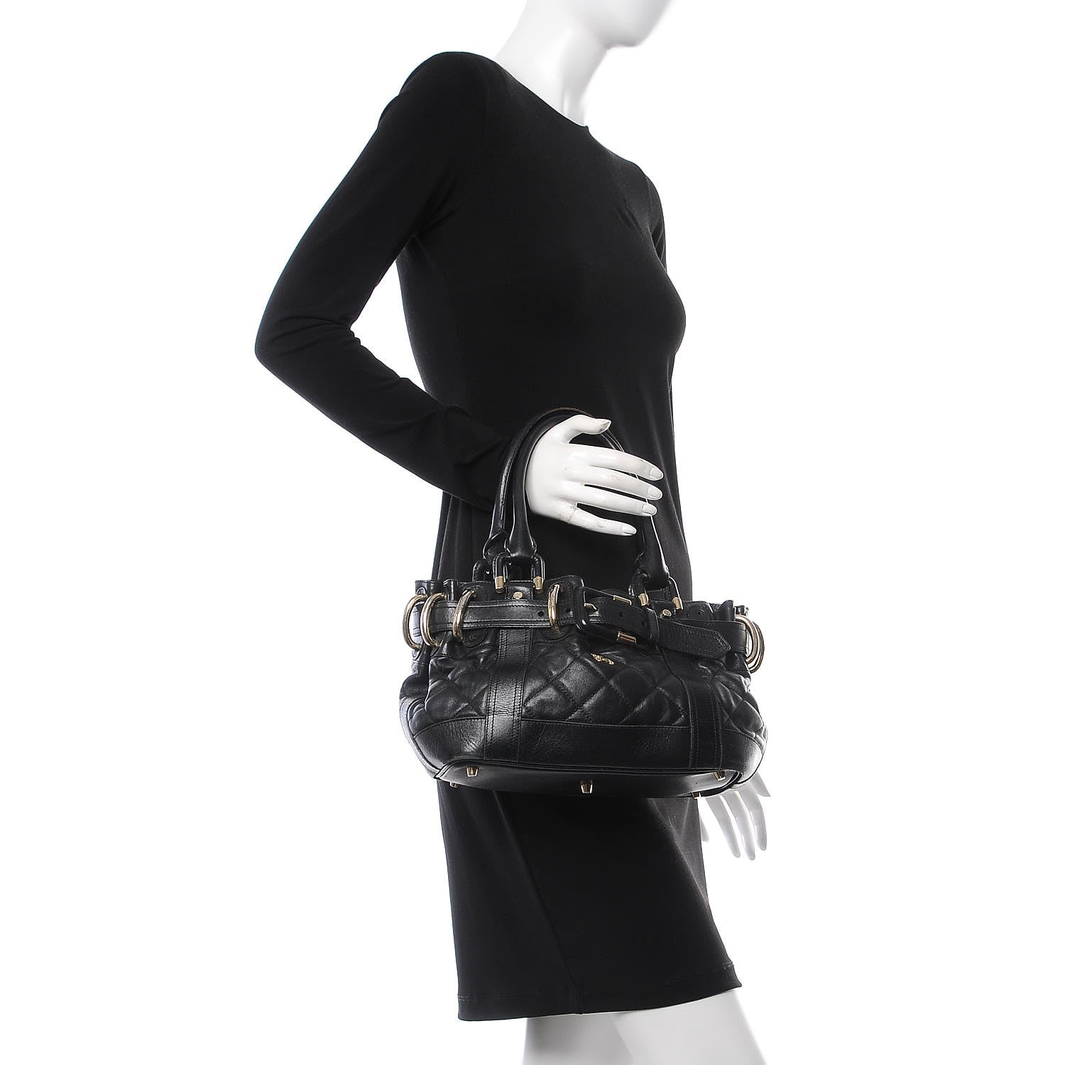 Burberry Calfskin Quilted Baby Beaton Black 2 of 20