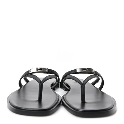 Hermes Calfskin Miss Sandals 37 Black 6 of 17
