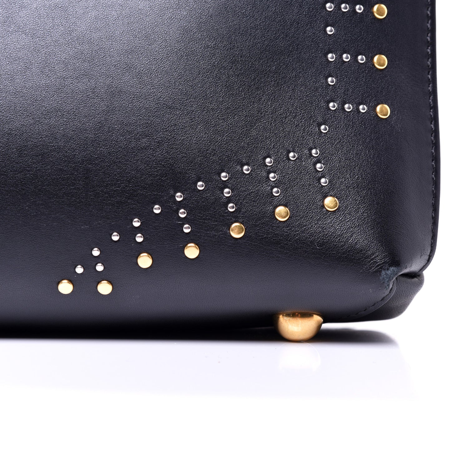 Smooth Calfskin Riveted Small Banner Tote Black