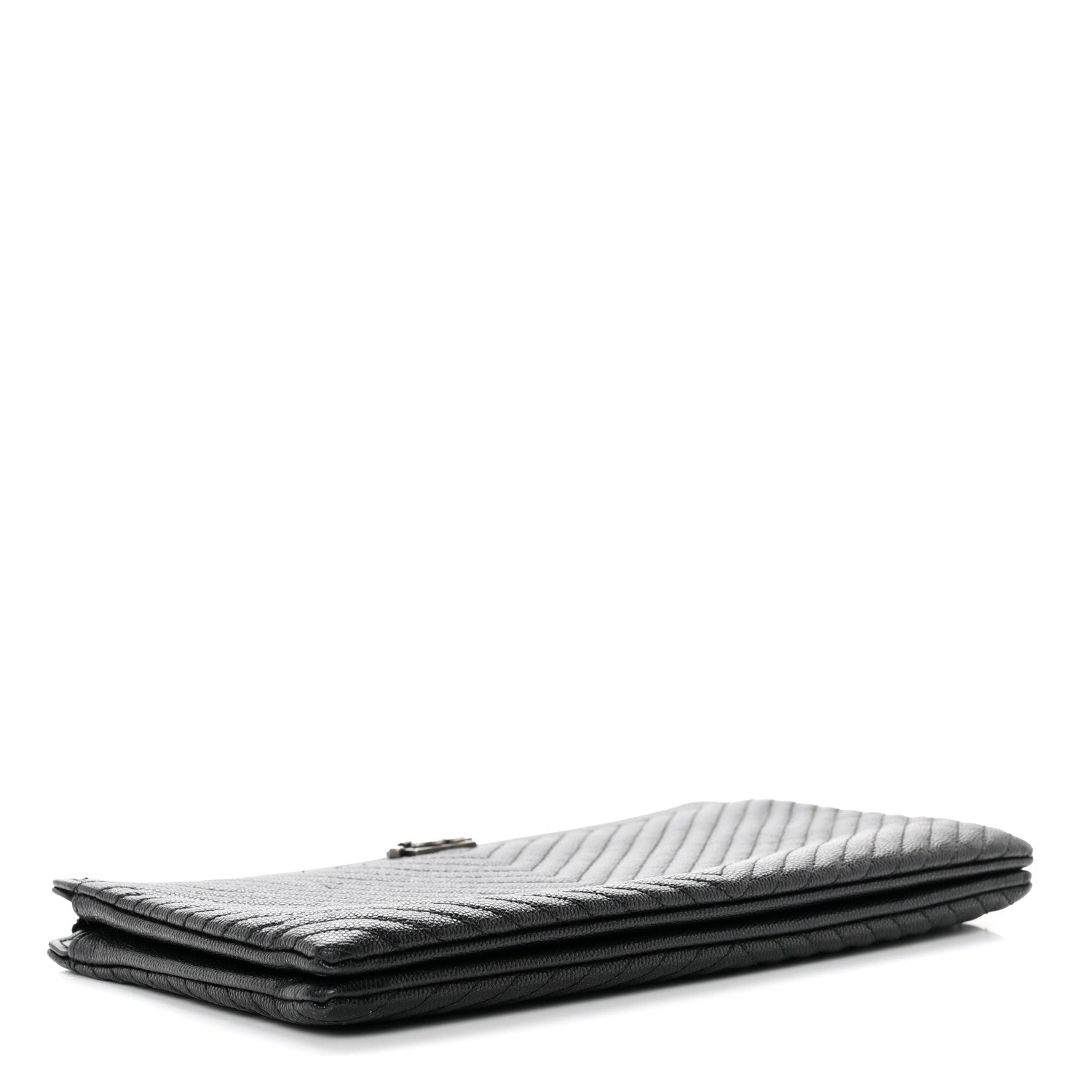 Chanel Caviar Chevron Quilted Small Zipped Boy Pouch Black 3 of 6