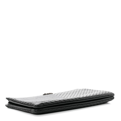 Chanel Caviar Chevron Quilted Small Zipped Boy Pouch Black 3 of 6