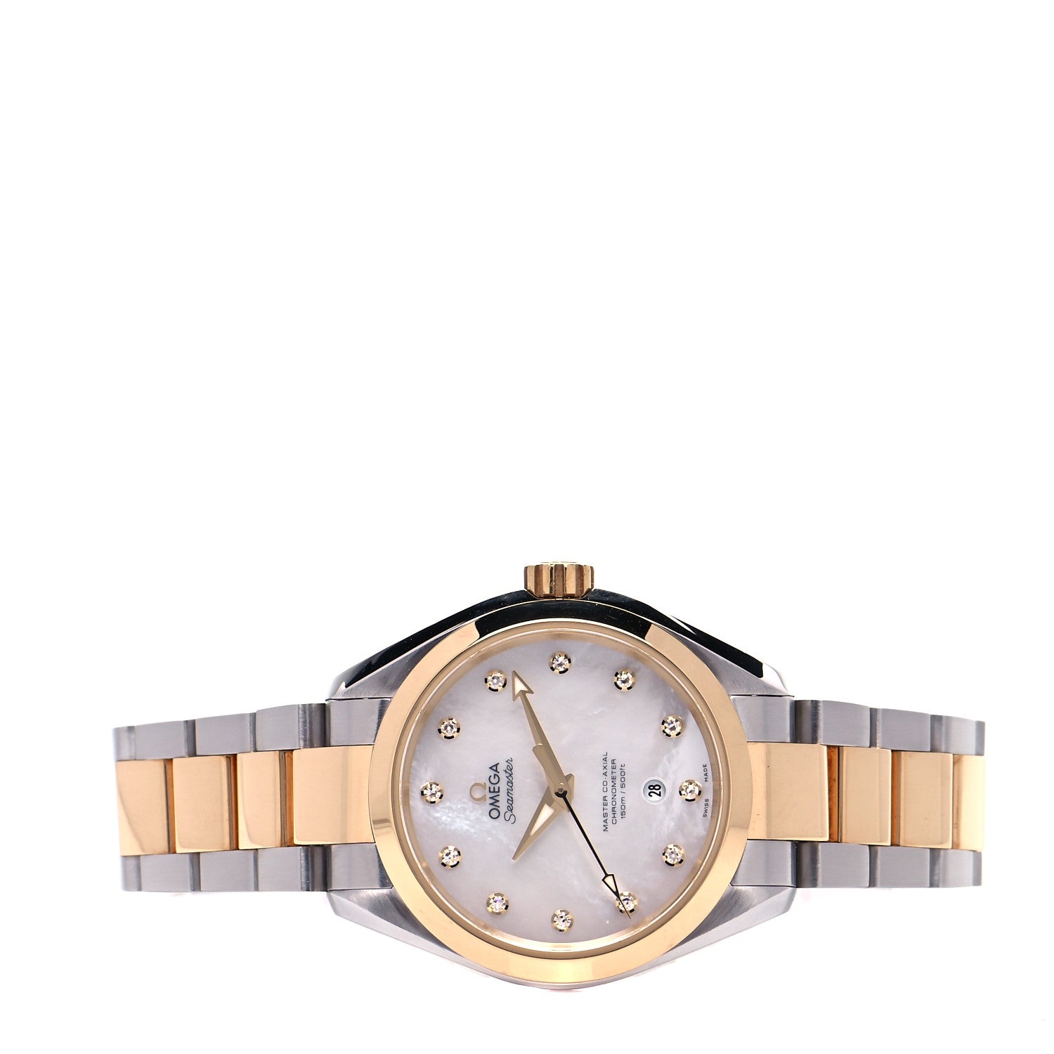Omega Stainless Steel 18K Yellow Gold Diamond Mother of Pearl 34mm Seamaster Aqua Terra Automatic Watch 231.20.34.20.55.002 2 of 5