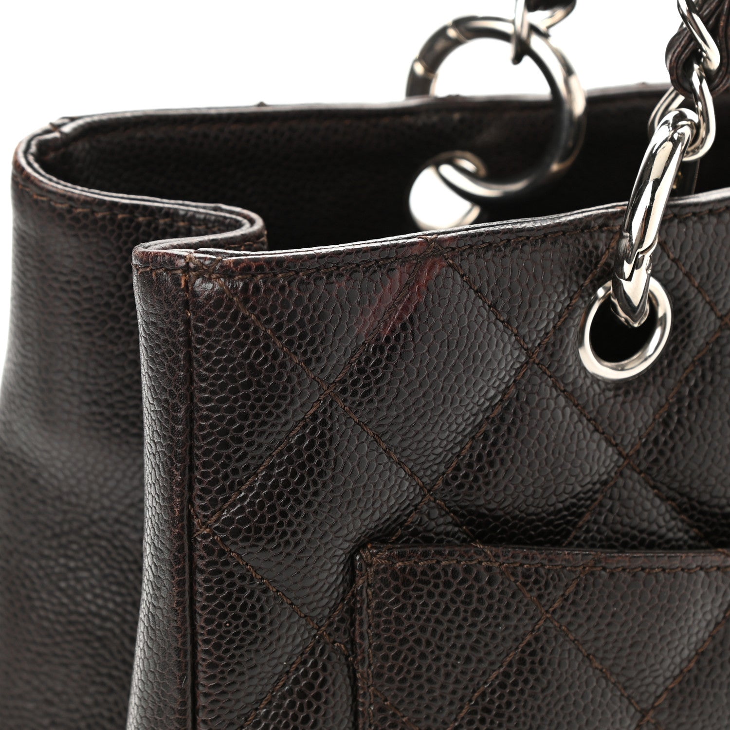 Chanel Caviar Quilted Grand Shopping Tote GST Dark Brown 10 of 12