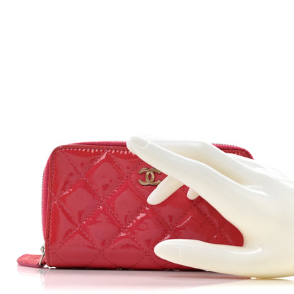 Chanel Patent Calfskin Quilted Zip Around Phone Holder Fuchsia 2 of 16