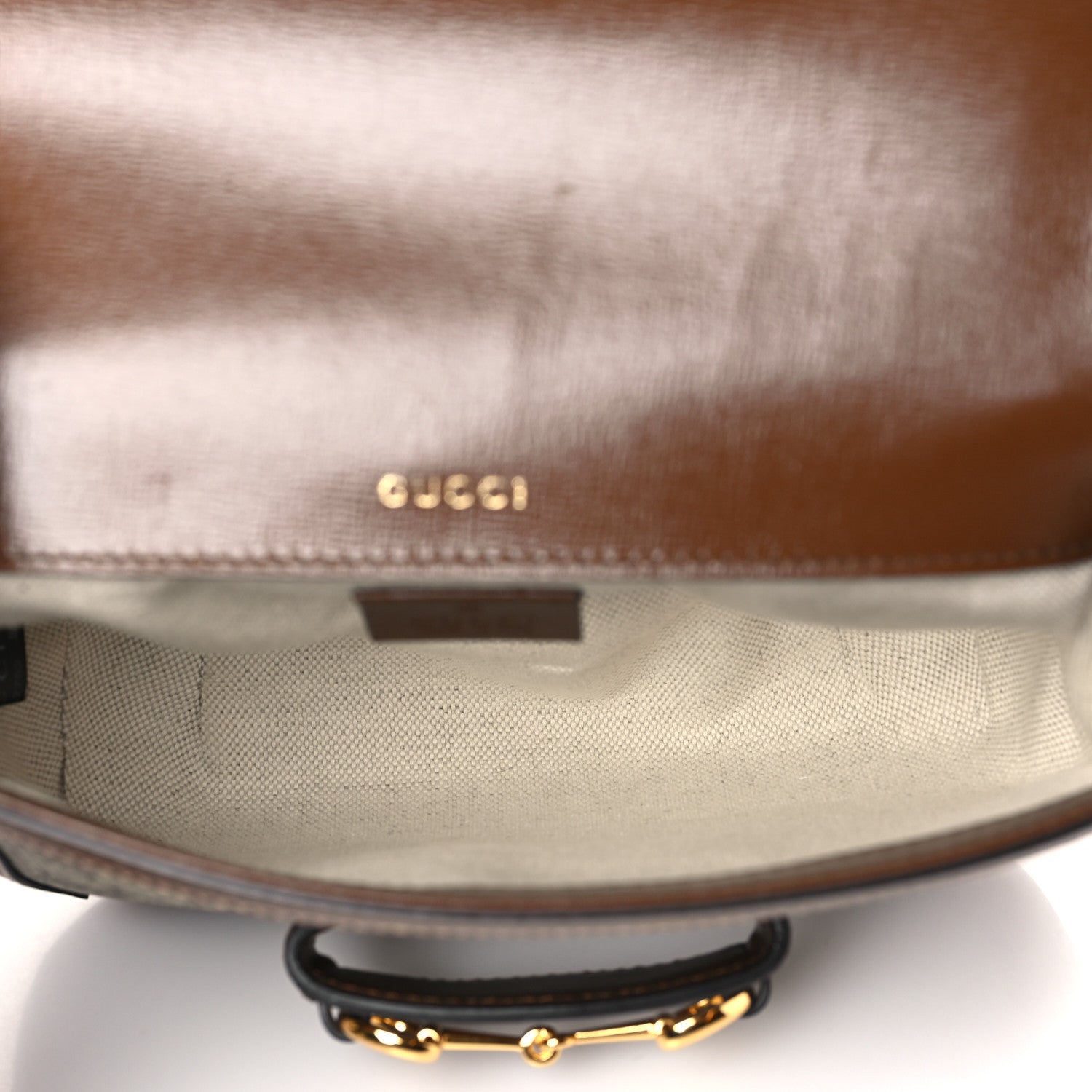 Gucci GG Supreme Monogram Web Mini Horsebit 1955 Shoulder Bag Beige Brown Sugar 5 of 9