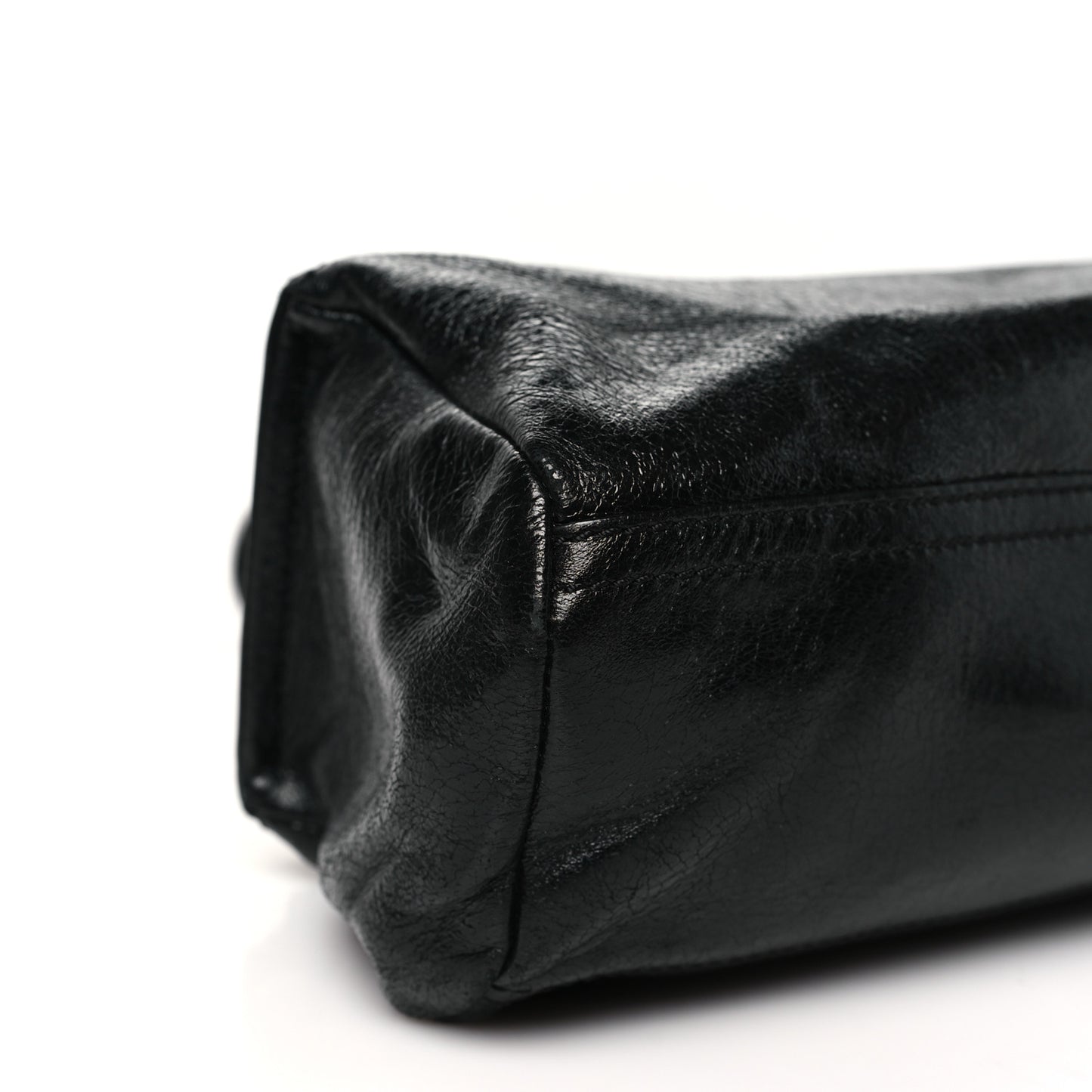 Crinkled Patent Deerskin Mini Pandora Black