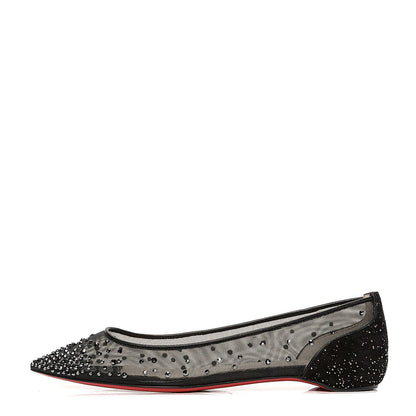Christian Louboutin Mesh Crystal Embellished Follies Strass Flats 37 Black 1 of 6