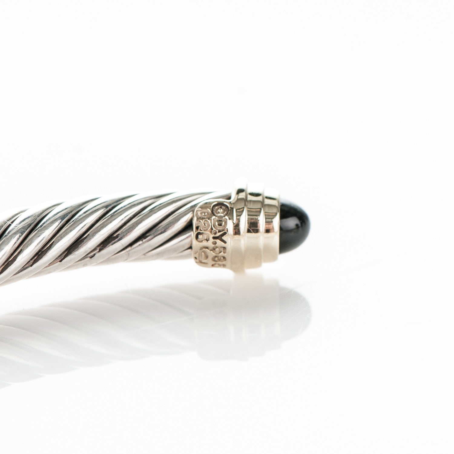 David Yurman Sterling Silver 14K Yellow Gold Black Onyx 5mm Cable Classics Petite Color Bracelet 4 of 5