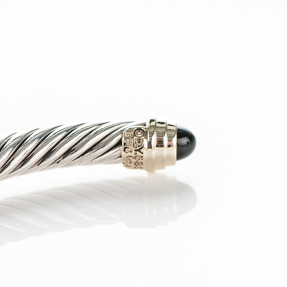 David Yurman Sterling Silver 14K Yellow Gold Black Onyx 5mm Cable Classics Petite Color Bracelet 4 of 5