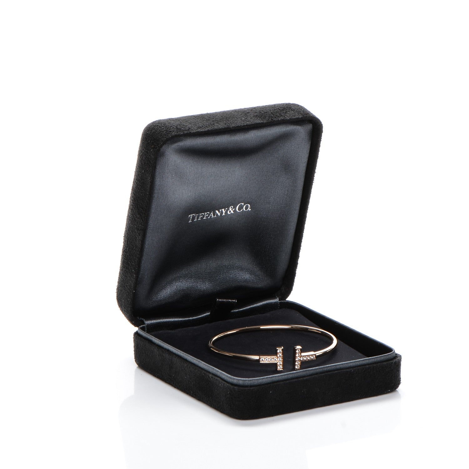 Tiffany 18K Rose Gold Diamond T Wire Bracelet 6 of 6