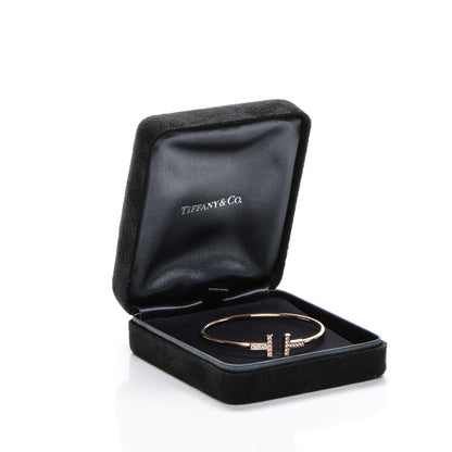 Tiffany 18K Rose Gold Diamond T Wire Bracelet 6 of 6