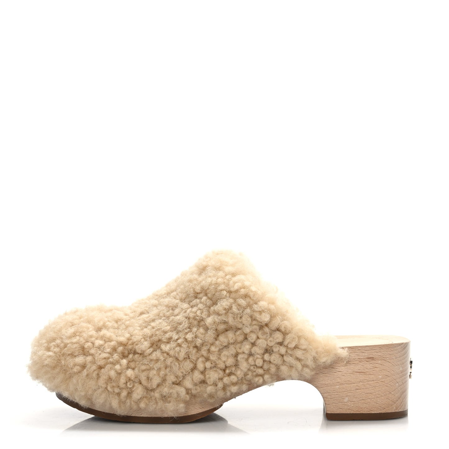 Shearling Lambskin Clogs 38 Beige