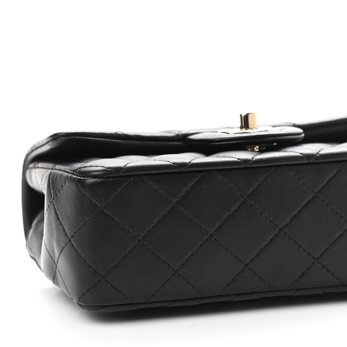 Lambskin Quilted Mini Rectangular Flap Black