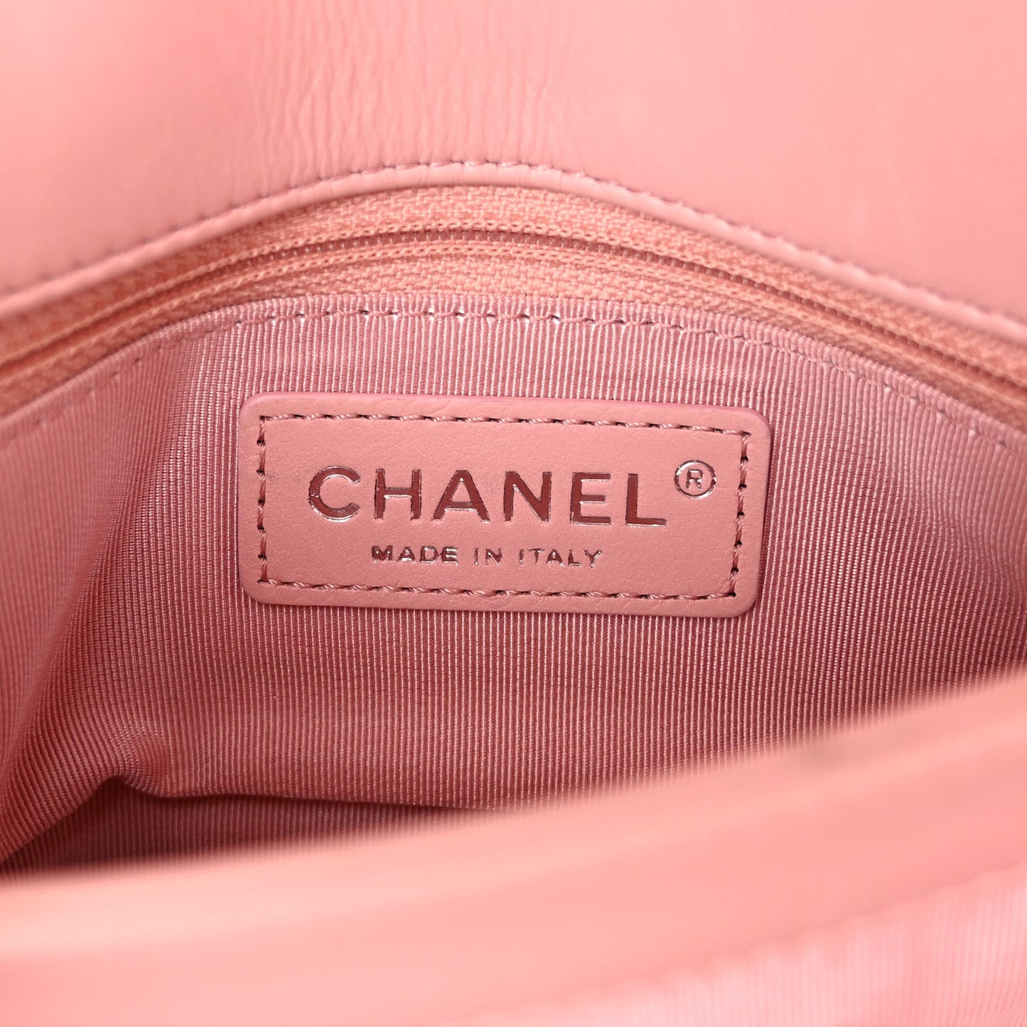 Calfskin Studded Chevron Quilted Flap Pink