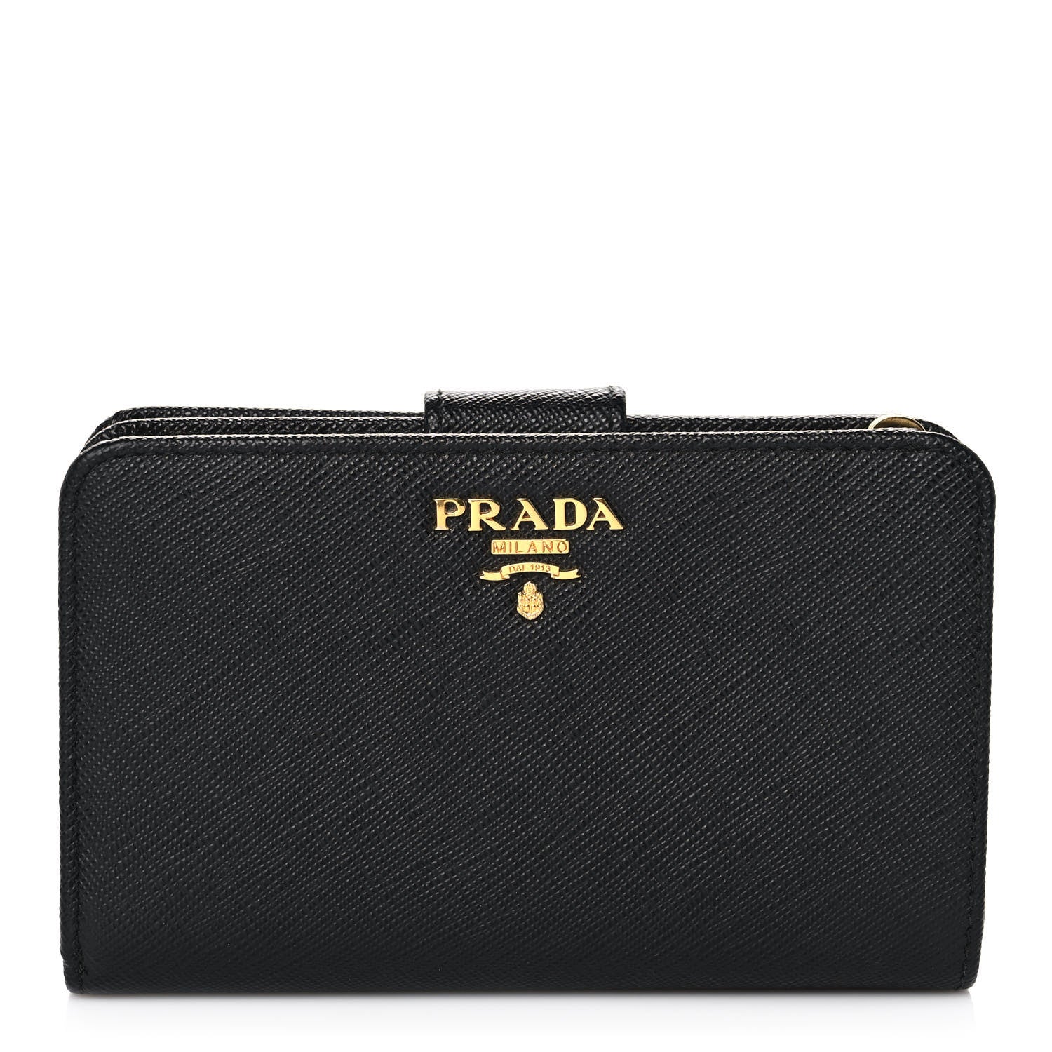 Prada Saffiano Metal Compact Wallet Black 1 of 11