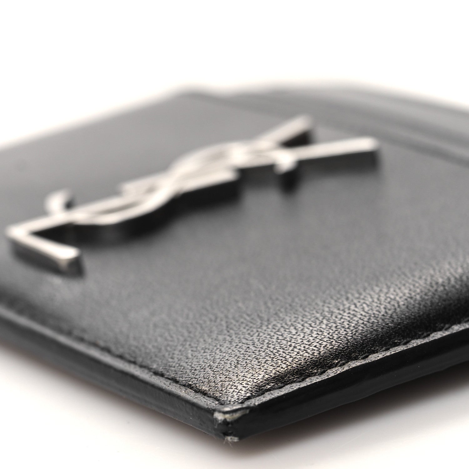 Saint Laurent Calfskin Monogram Credit Card Case Black 9 of 10