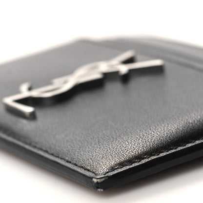 Saint Laurent Calfskin Monogram Credit Card Case Black 9 of 10