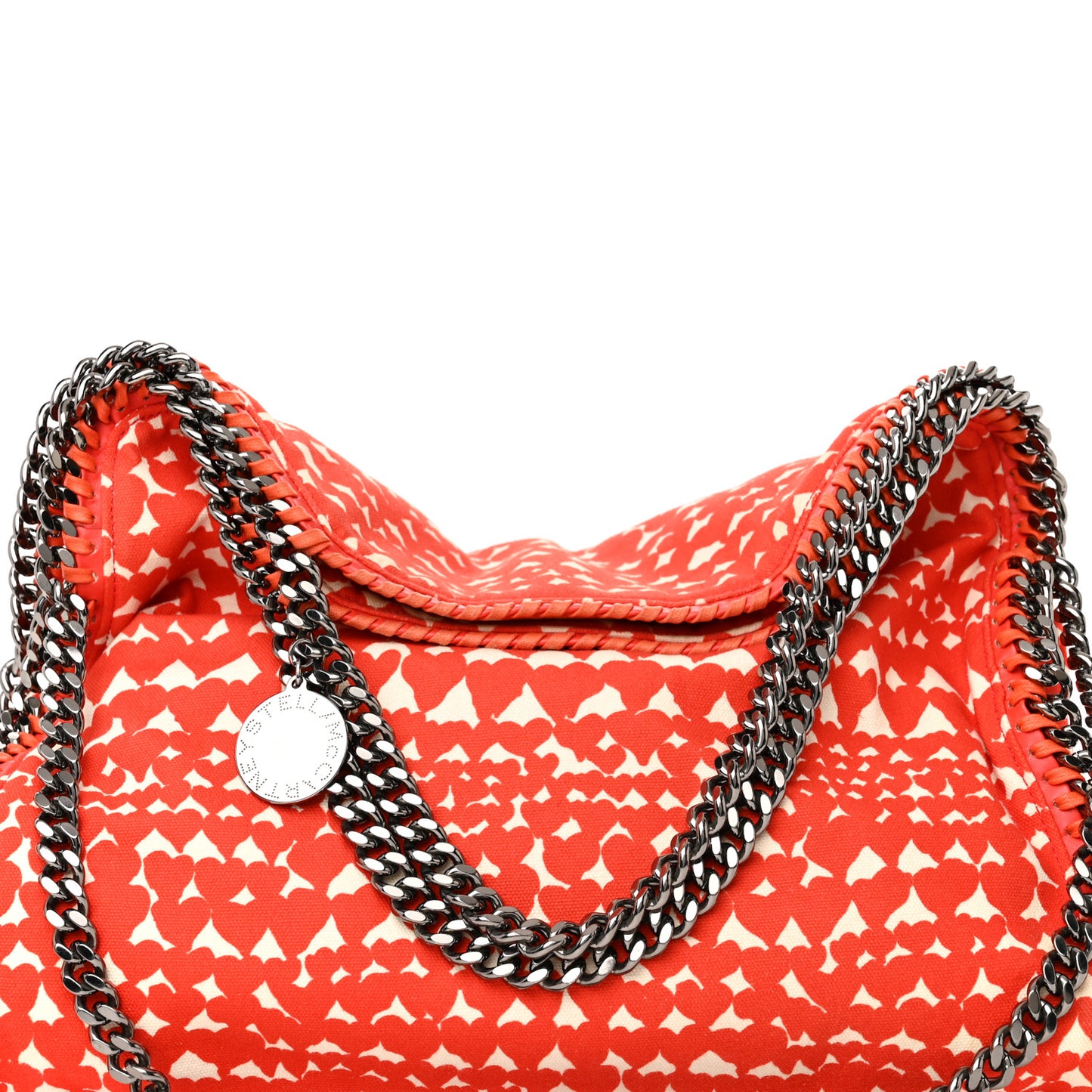 Canvas Heart Print Small Falabella Fold Over Tote Red