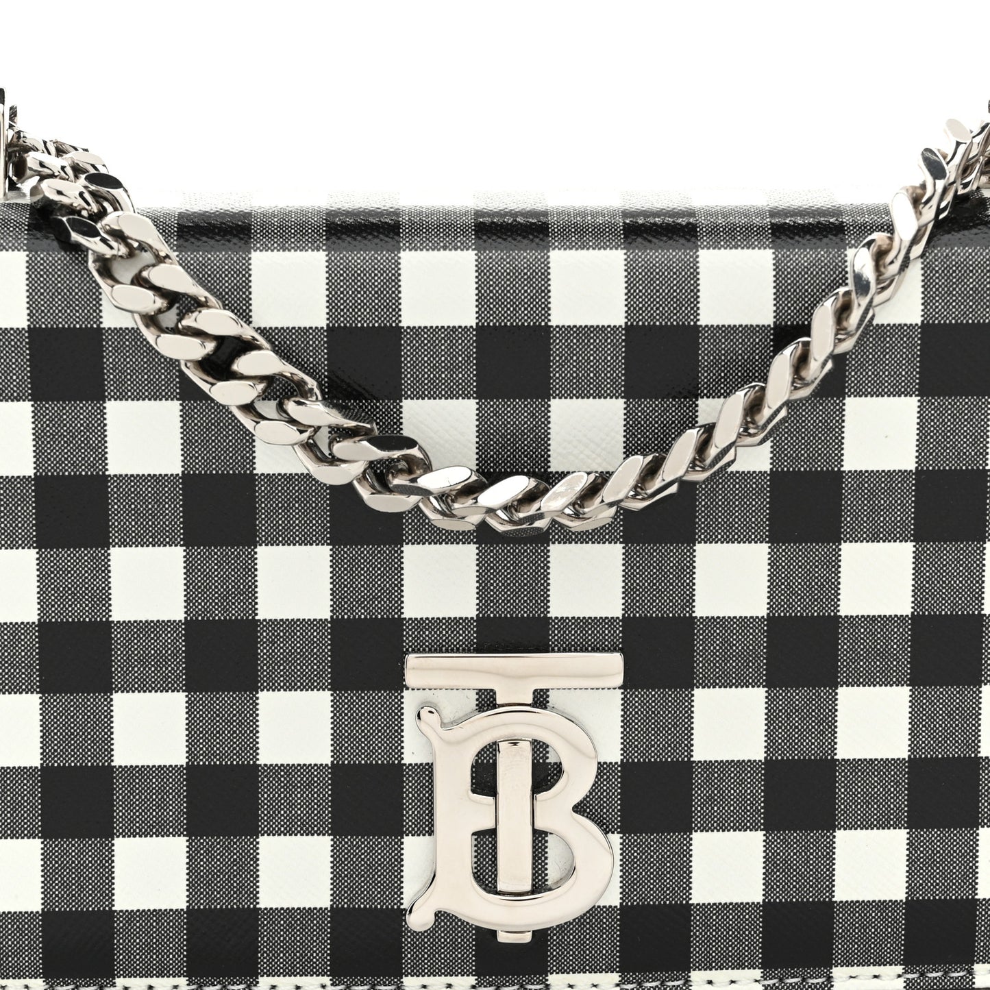 Calfskin Gingham Print Small Lola Bag Black White