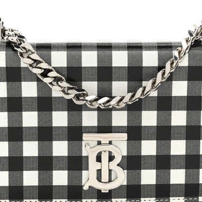 Burberry Calfskin Gingham Print Small Lola Bag Black White 8 of 10