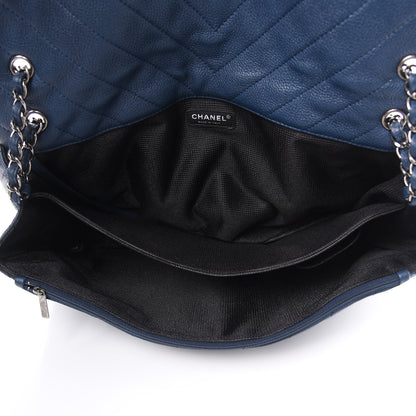 Chanel Calfskin Chevron Quilted XXL Travel Flap Bag Navy 5 of 10