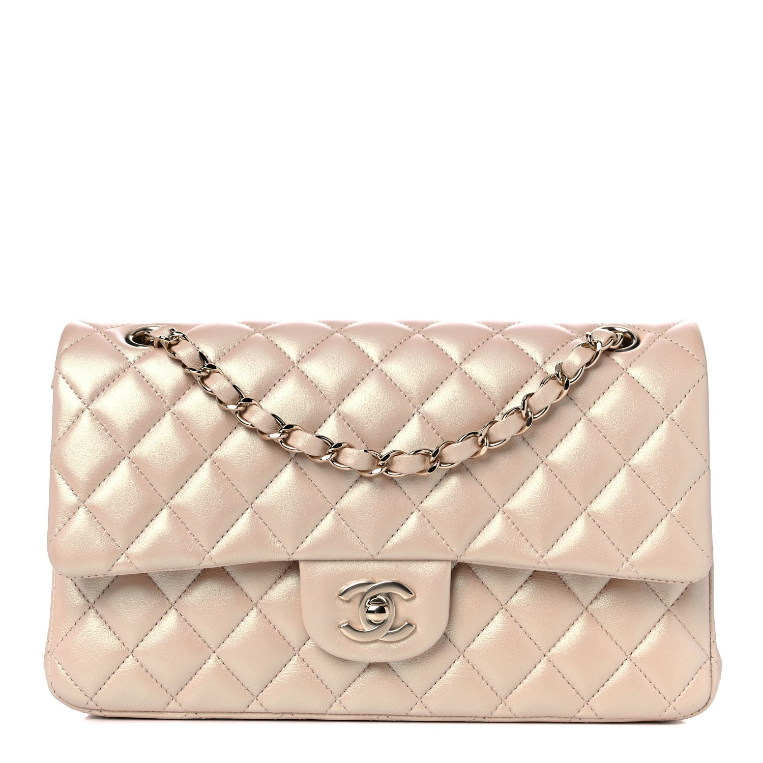 Chanel Iridescent Calfskin Quilted Medium Double Flap Beige 1 of 11