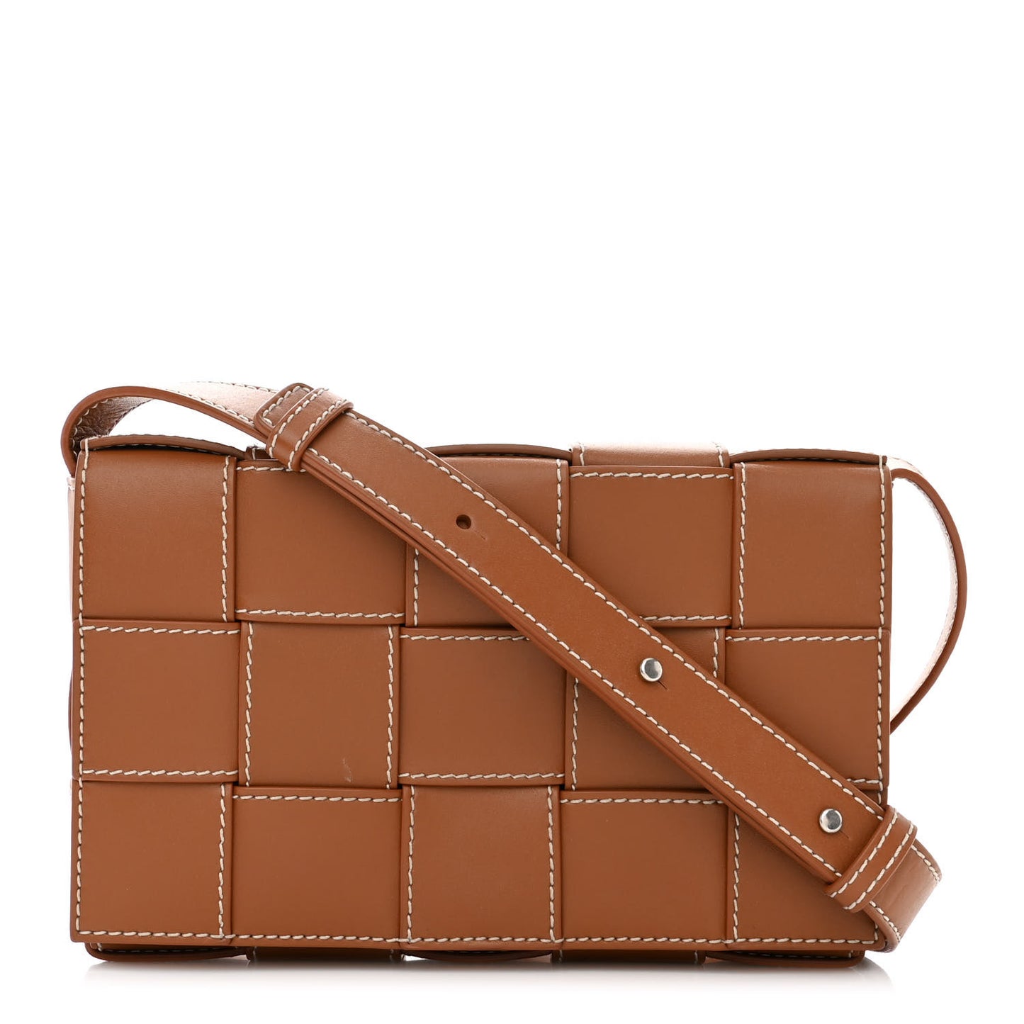 Lambskin Maxi Intrecciato Edge Stitch Cassette Crossbody Bag Wood