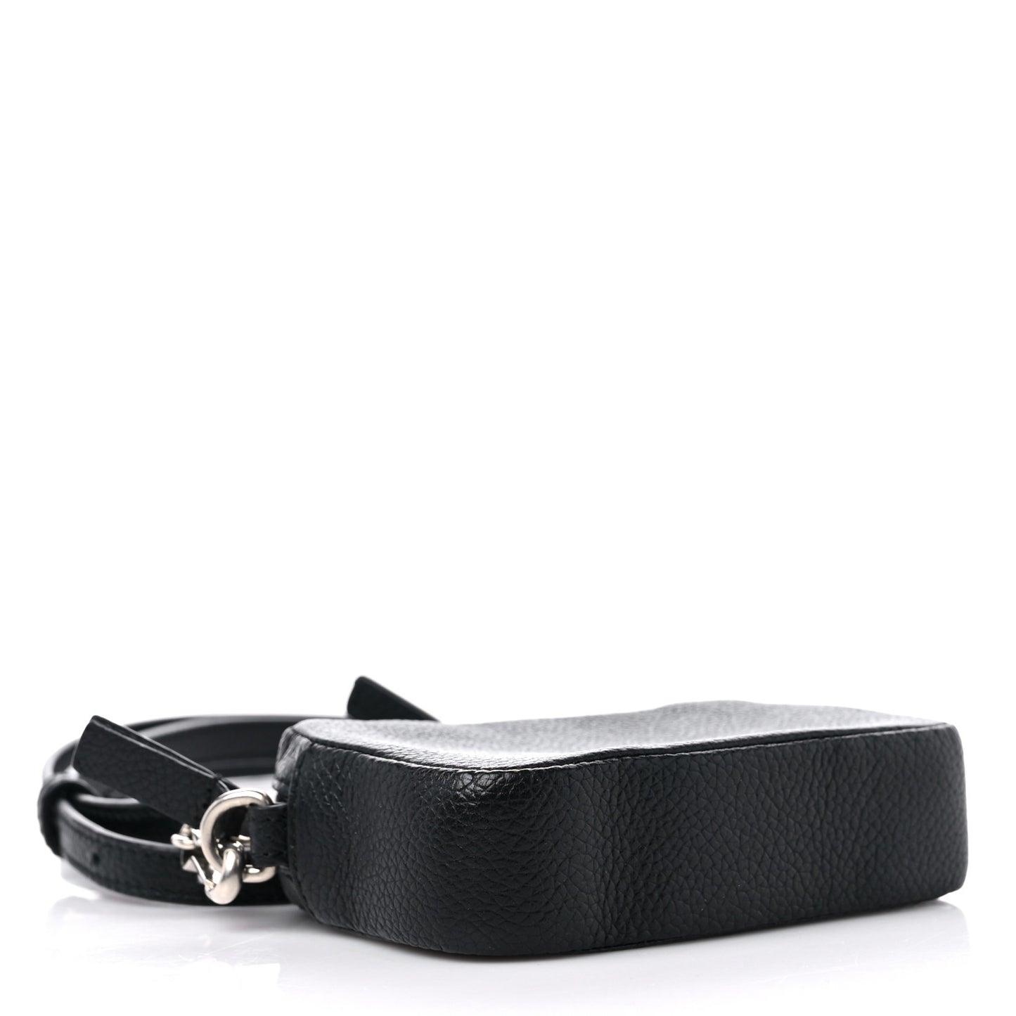Grained Calfskin Logo Mini Cash Crossbody Pouch Black White