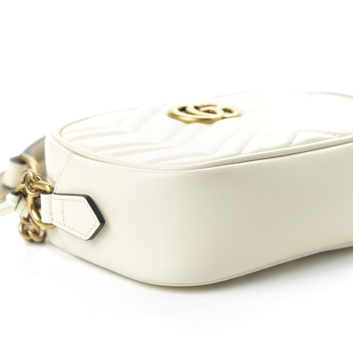 Calfskin Matelasse Mini GG Marmont Chain Shoulder Bag White
