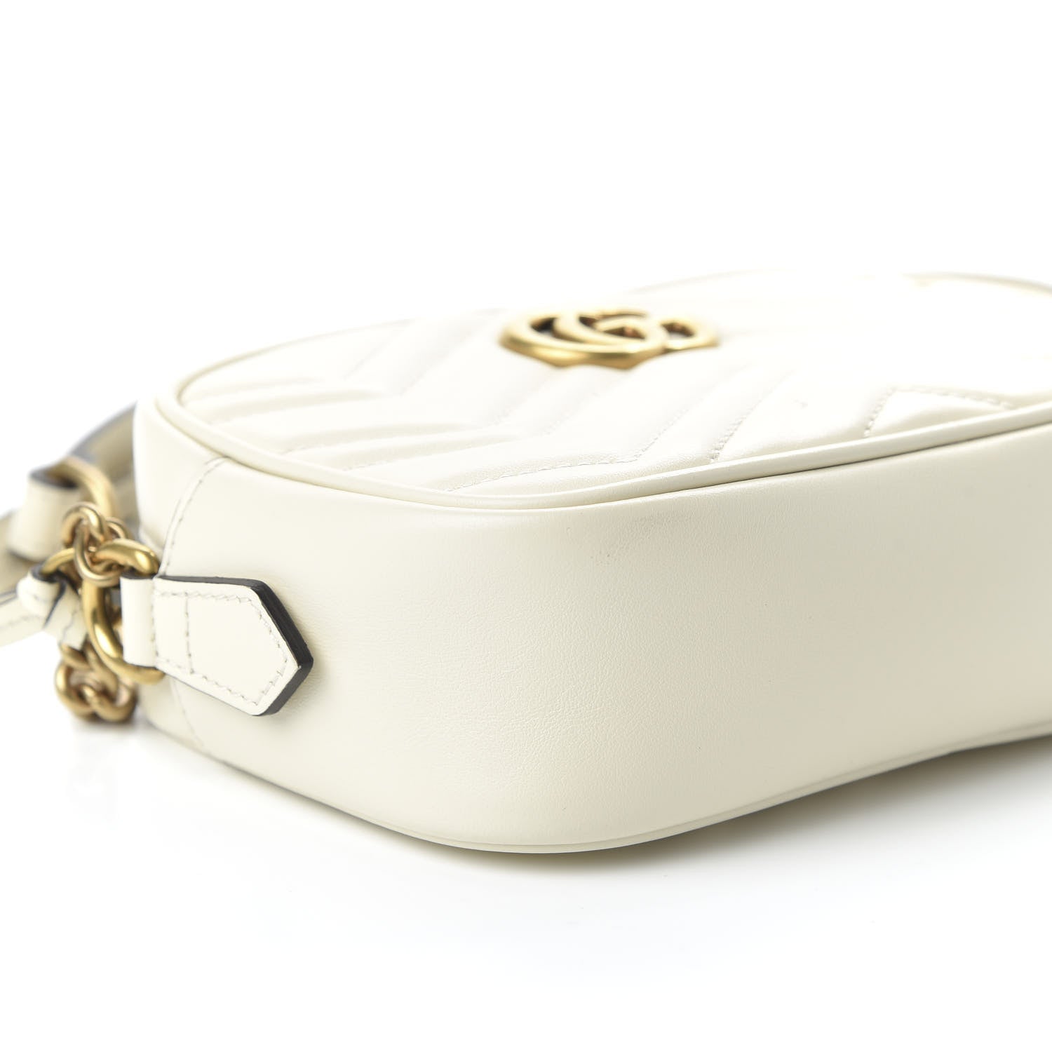 Gucci Calfskin Matelasse Mini GG Marmont Chain Shoulder Bag White 6 of 10