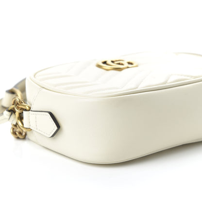 Gucci Calfskin Matelasse Mini GG Marmont Chain Shoulder Bag White 6 of 10