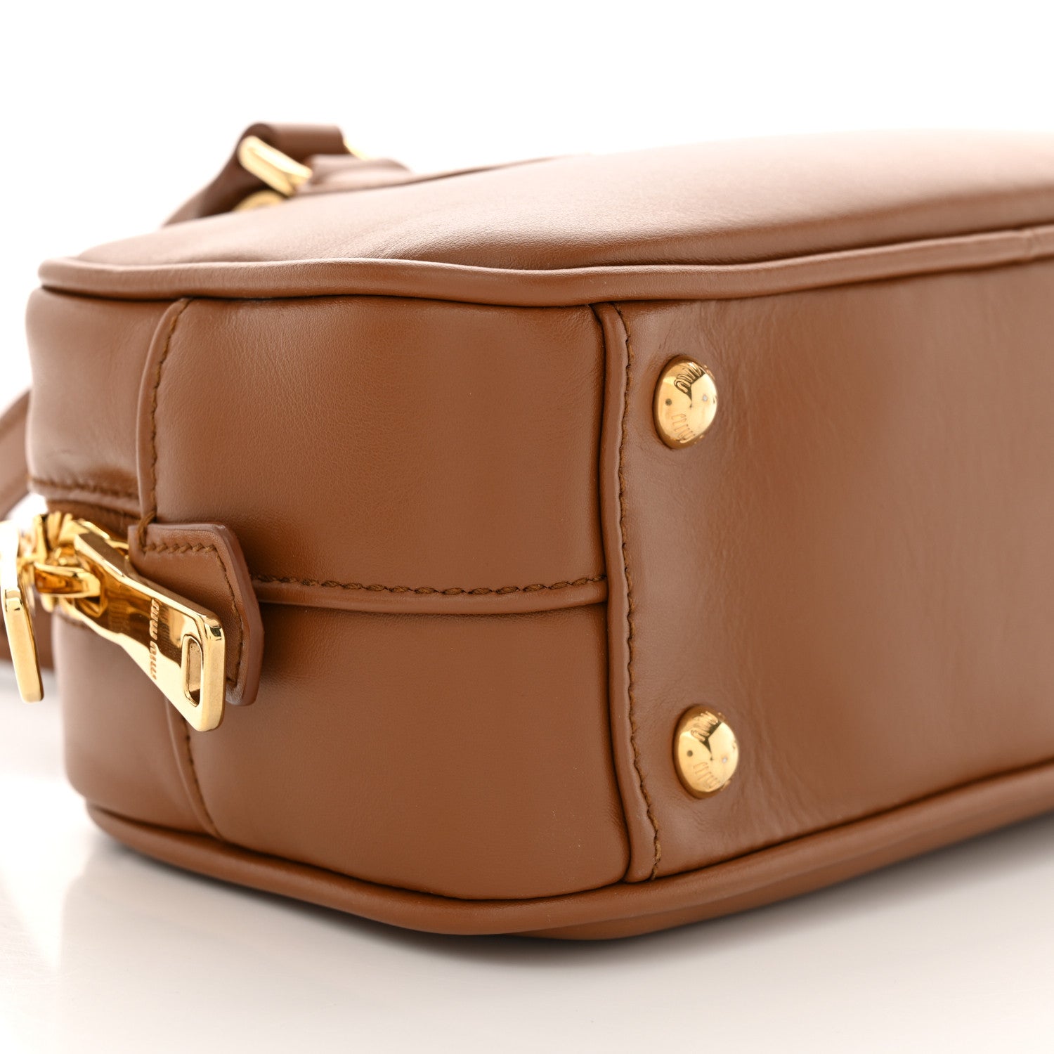 Miu Miu Calfskin Regular Arcadie Top Handle Bag Cognac 8 of 9