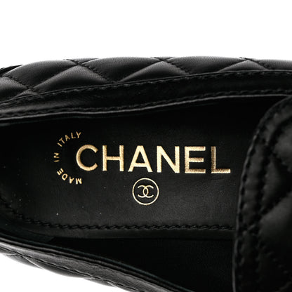 Chanel Lambskin Quilted CC Heart Loafers 40 Black 7 of 8