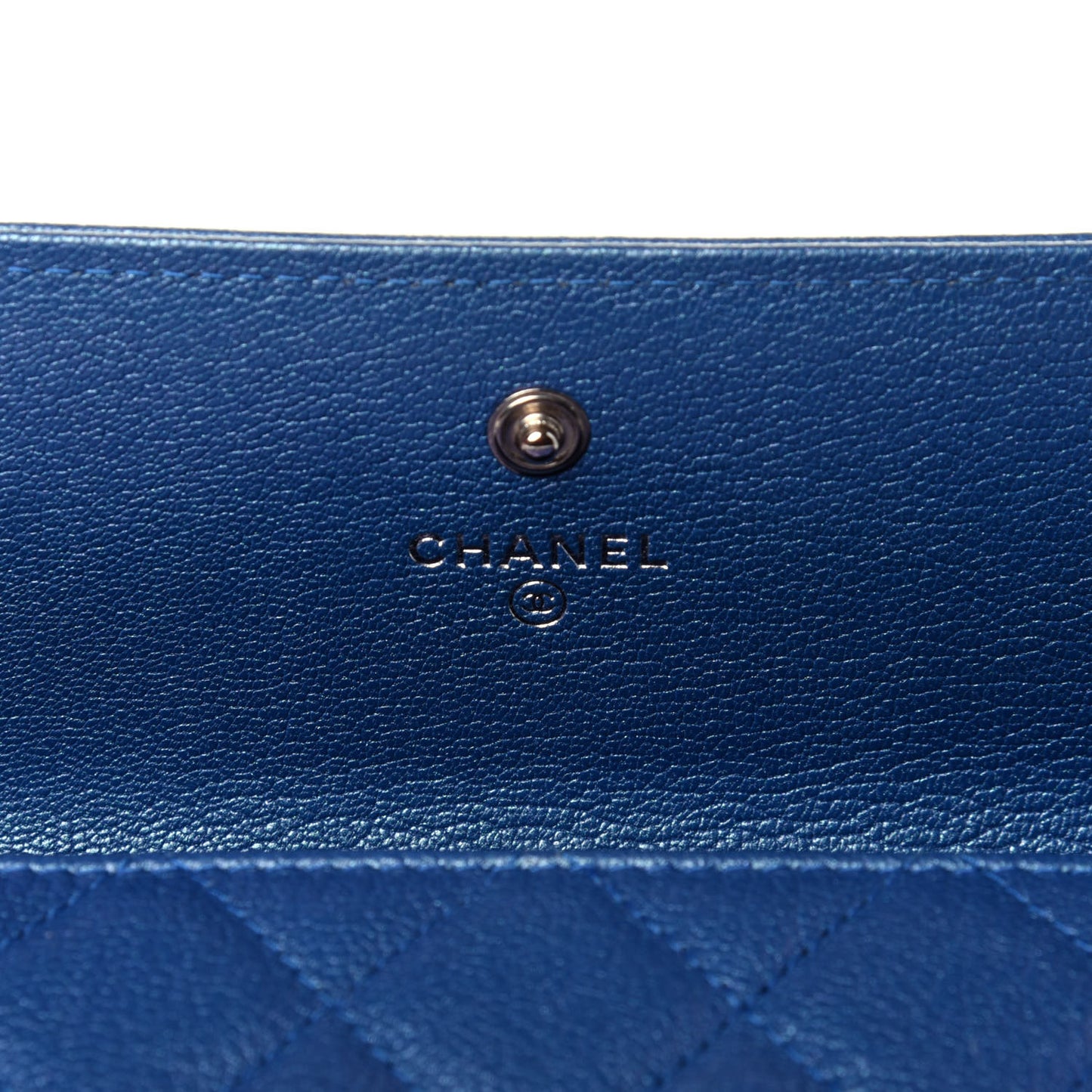 Goatskin Quilted Boy Flap Wallet Blue