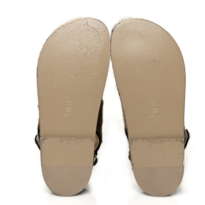 Chanel Calf Hair Suede Shearling Dad Sandals 36 Beige 5 of 7
