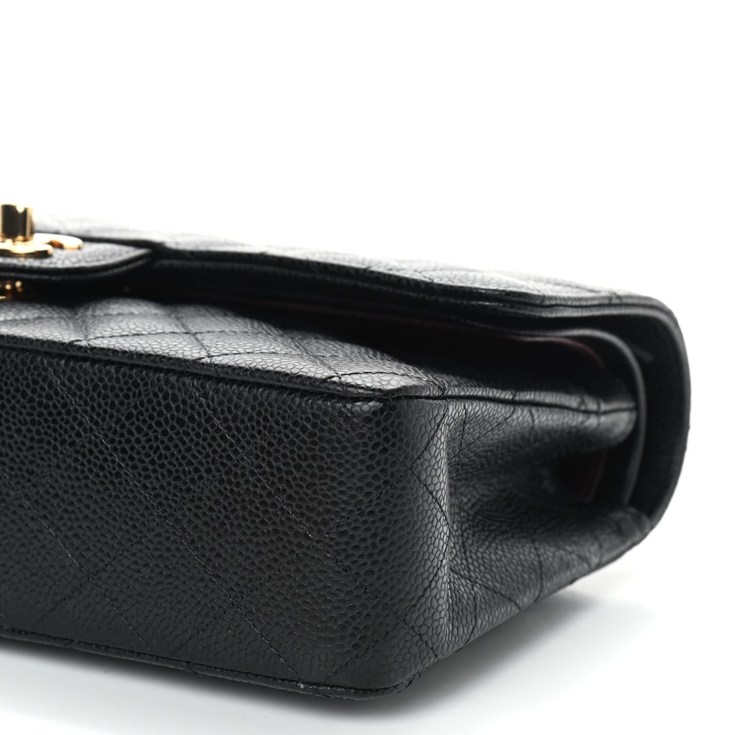 Caviar Quilted Medium Double Flap Black