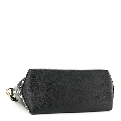 Valentino Garavani Pebbled Calfskin Medium Rockstud Top Handle Shoulder Bag Black 4 of 13