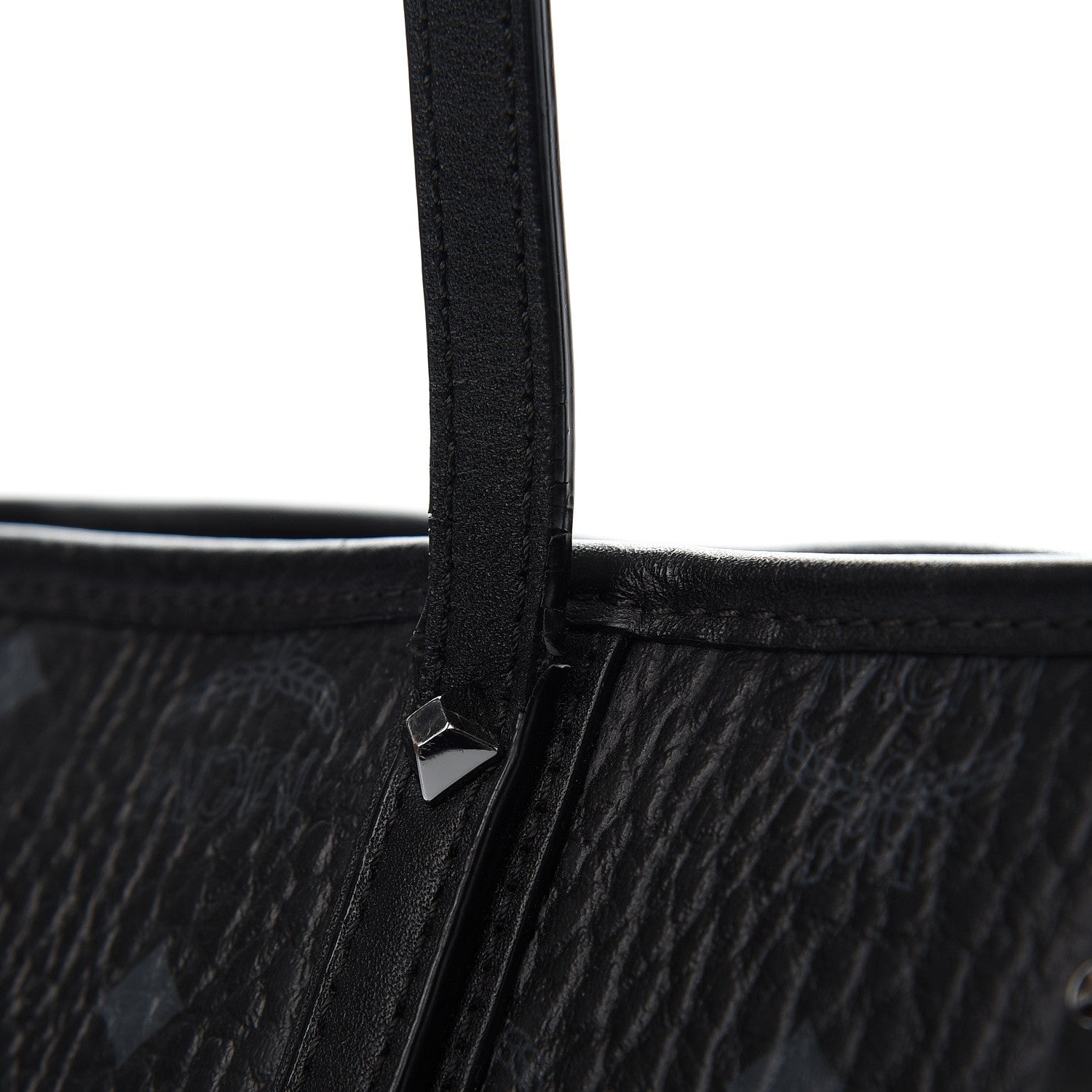 MCM Visetos Medium Anya Zip Top Shopper Tote Black 12 of 16