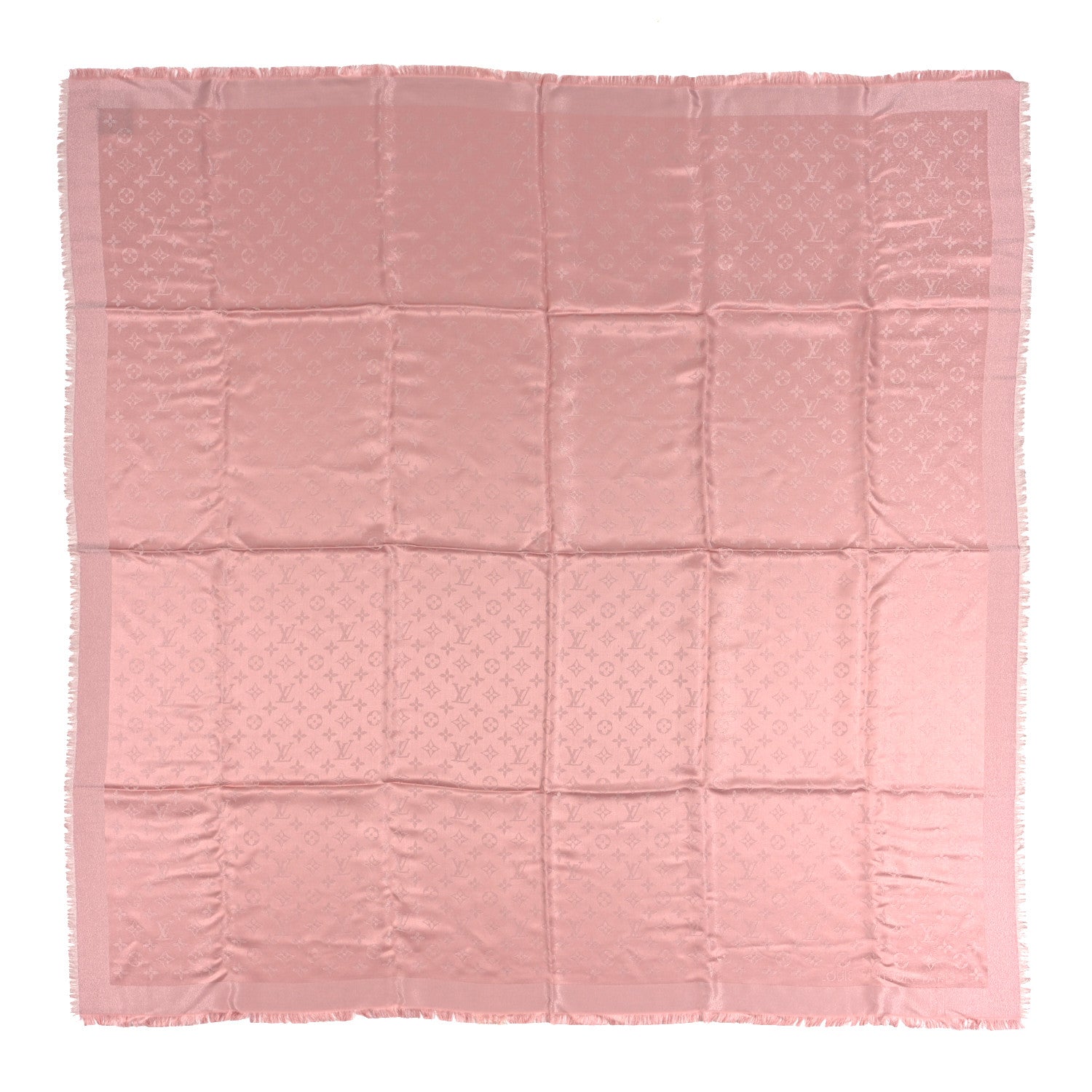 Louis Vuitton Silk Lurex Wool Monogram Shine Shawl Rose Velours 1 of 4