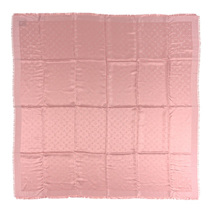Louis Vuitton Silk Lurex Wool Monogram Shine Shawl Rose Velours 1 of 4