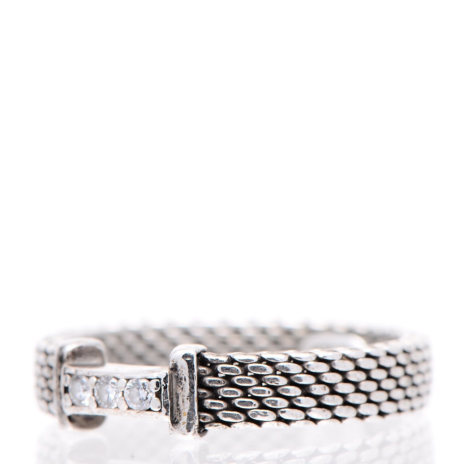 Tiffany Sterling Silver Diamond Narrow Somerset Ring 50 5.5 4 of 5