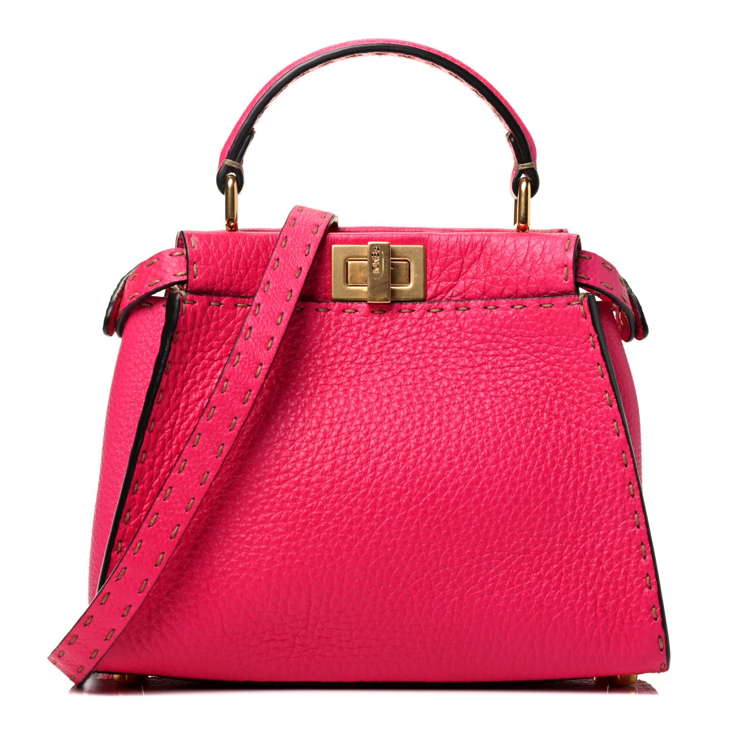 Cuoio Romano Selleria Mini Peekaboo Iconic Satchel Fuxia